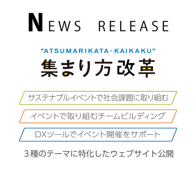 集まり方改革　3種のテーマに特化したウェブサイト公開